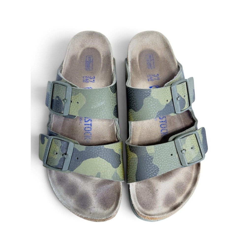 Birkenstock Arizona Birko-Flo Camouflage Slide Sandals Green Camo Women Kids 37
